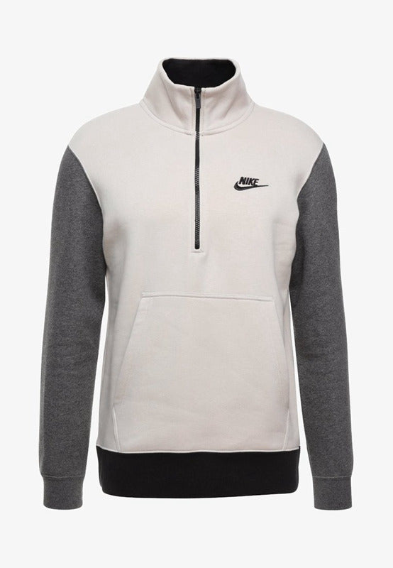 SUDADERA NIKE CLUB HALF ZIP CHARCOAL , CASUAL