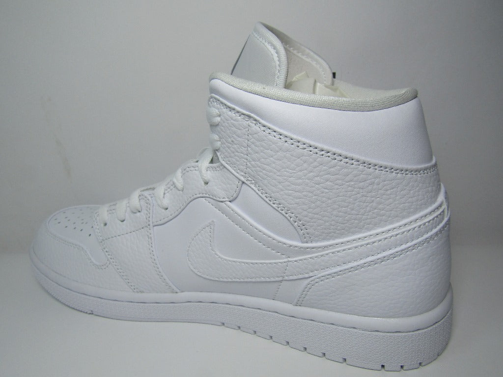 JORDAN 1 MID TRIPLE WHITE LEATHER EN CAJA