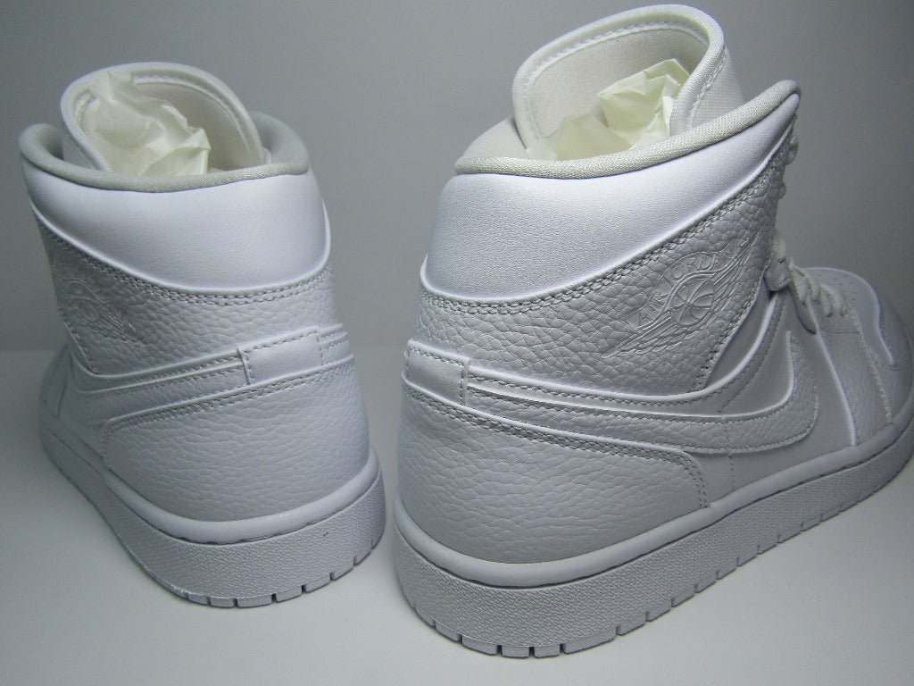 JORDAN 1 MID TRIPLE WHITE LEATHER EN CAJA