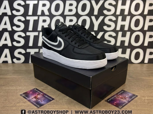 NIKE AIR FORCE ONE REVERSE STITCH BLACK DE LONA EN CAJA