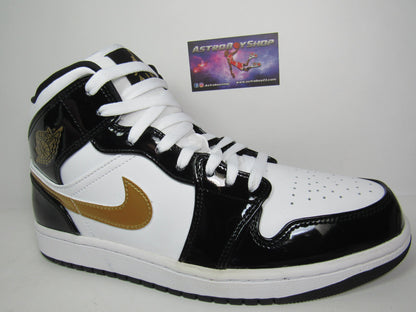 JORDAN 1 MID PATENT GOLD EN CAJA