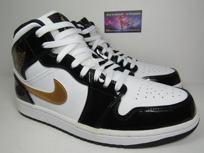 JORDAN 1 MID PATENT GOLD EN CAJA