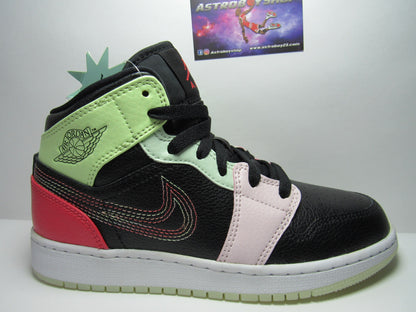JORDAN 1 MID KIDS GLOW FOSFORECENETES EN CAJA
