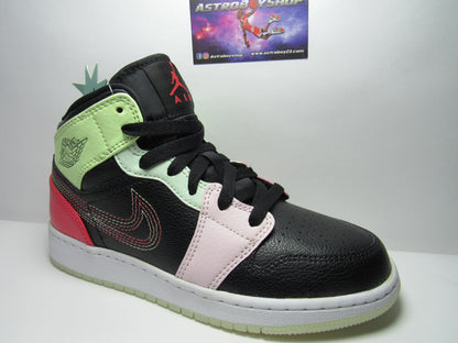 JORDAN 1 MID KIDS GLOW FOSFORECENETES EN CAJA