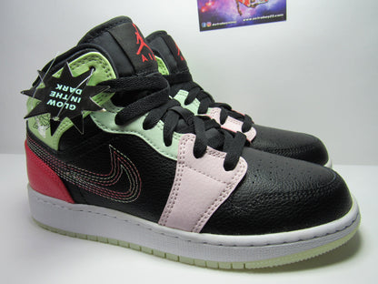 JORDAN 1 MID KIDS GLOW FOSFORECENETES EN CAJA