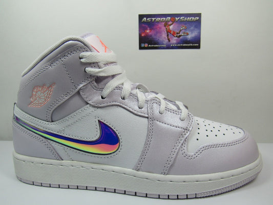 JORDAN 1 MID KIDS BARELY GRAPE IRIDESCENT EN CAJA (25 MEX)