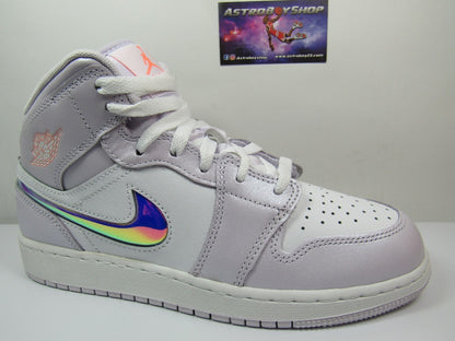 JORDAN 1 MID KIDS BARELY GRAPE IRIDESCENT EN CAJA (25 MEX)