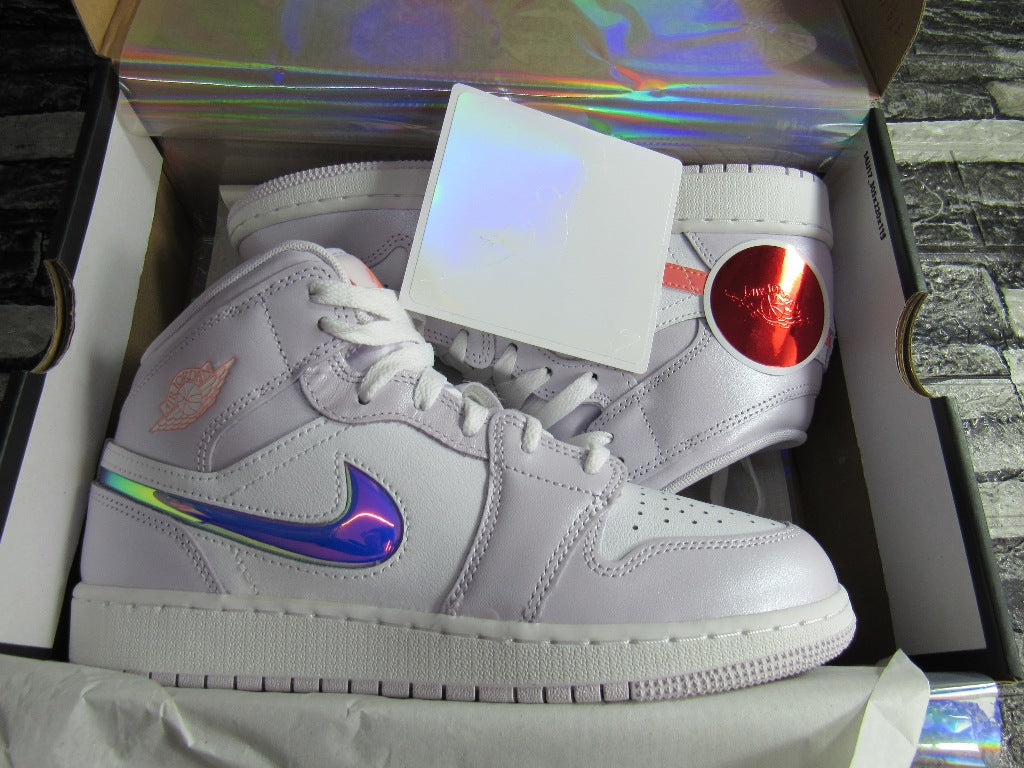 JORDAN 1 MID KIDS BARELY GRAPE IRIDESCENT EN CAJA (25 MEX)