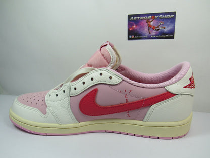 JORDAN 1 LOW X TRAVIS SCOTT TROPICAL PINK EN CAJA