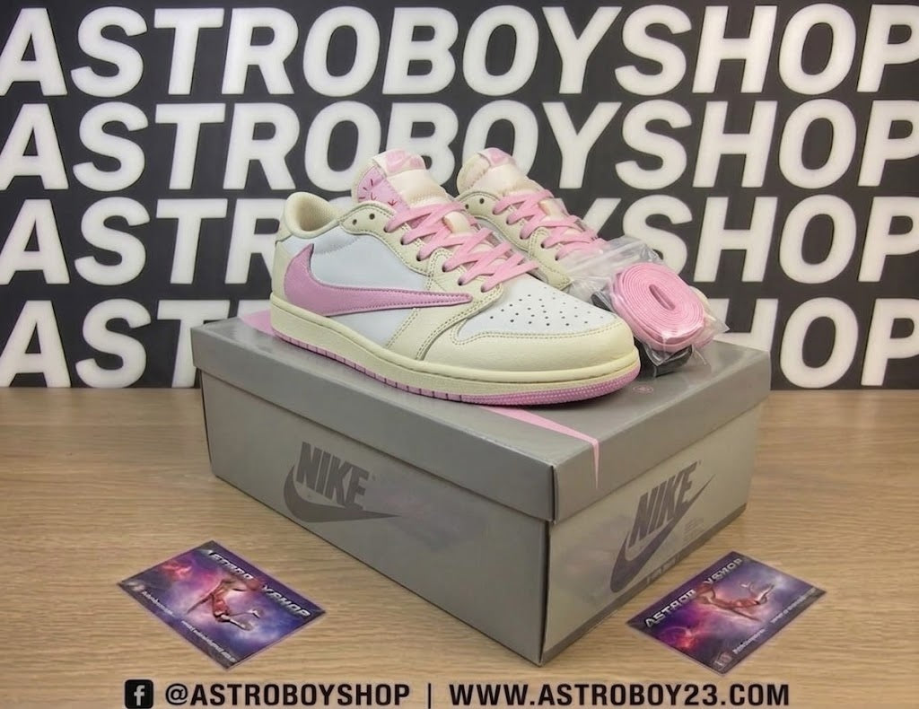 JORDAN 1 LOW TRAVIS SCOTT SHY PINK EN CAJA