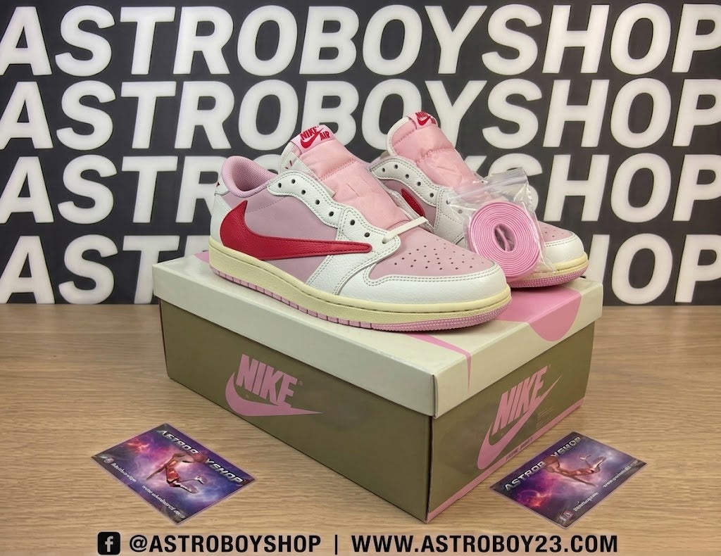 JORDAN 1 LOW X TRAVIS SCOTT TROPICAL PINK EN CAJA