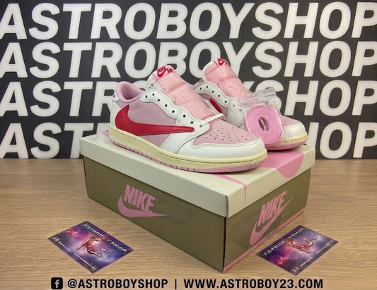 JORDAN 1 LOW X TRAVIS SCOTT TROPICAL PINK EN CAJA