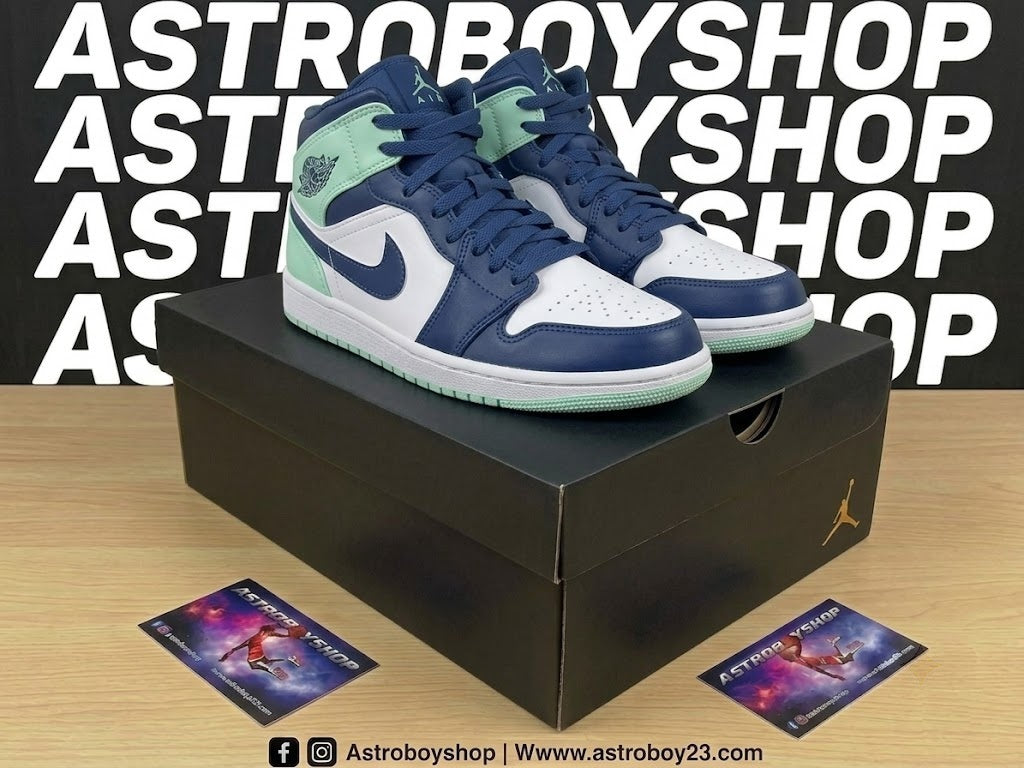 JORDAN 1 MID BLUE MINT EN CAJA