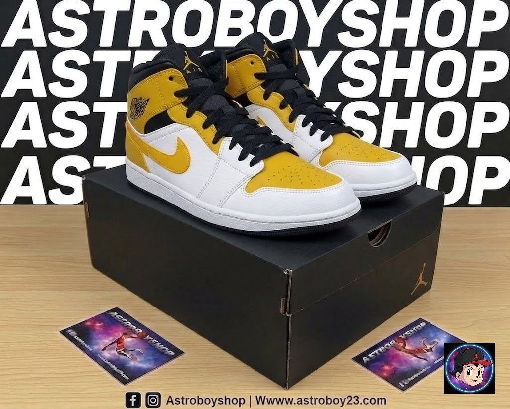 JORDAN 1 MID WHITE GOLD EDITION EN CAJA