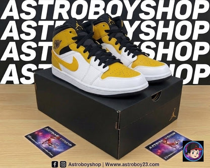 JORDAN 1 MID WHITE GOLD EDITION EN CAJA