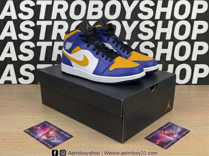 JORDAN 1 MID LAKERS EN CAJA