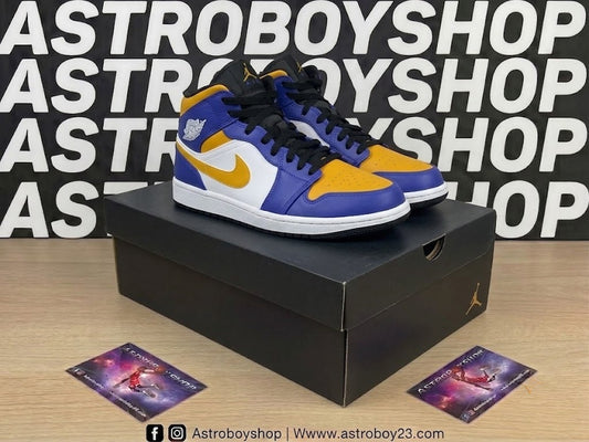 JORDAN 1 MID LAKERS EN CAJA
