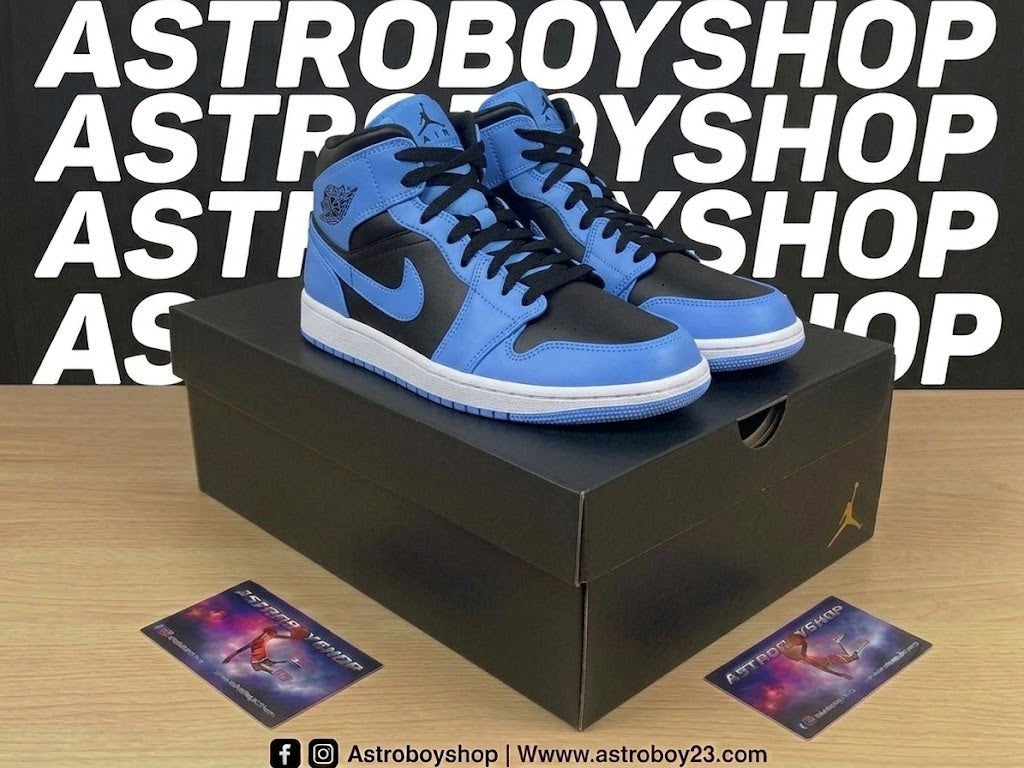 JORDAN 1 MID UNC UNIVERSITY BLUE EN CAJA