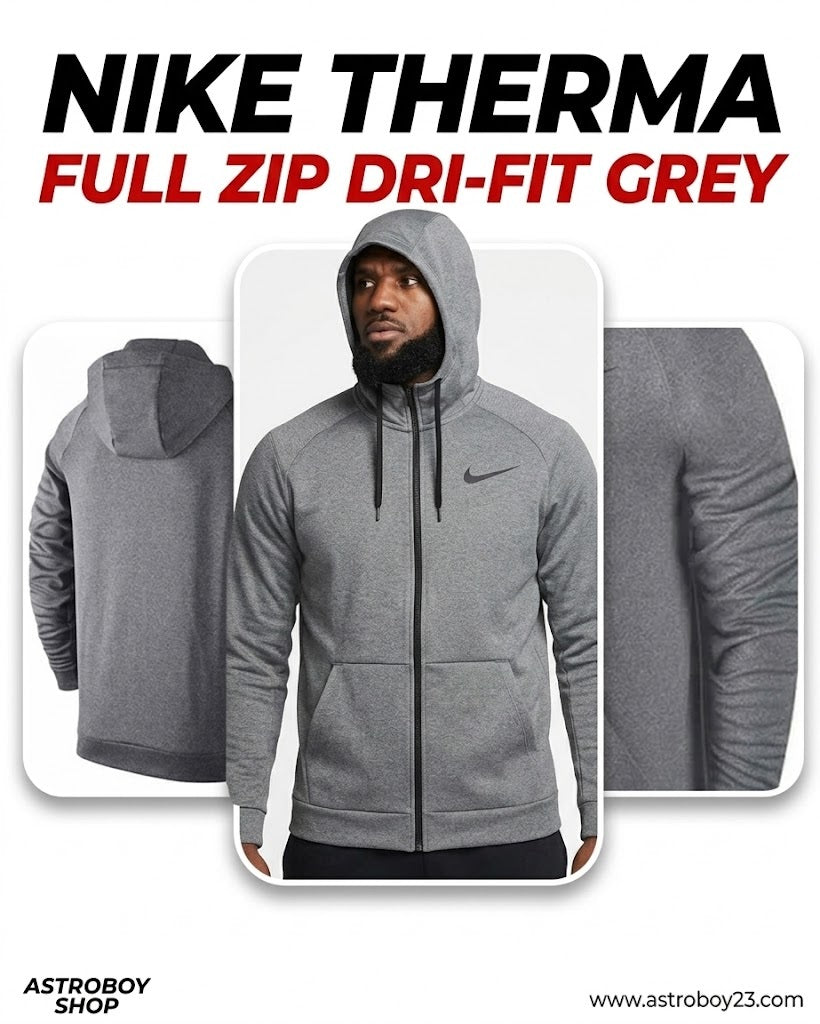 Chamarra Nike Therma Full Zip Hoodie Dri-fit Gris
