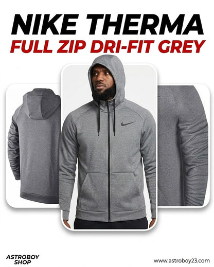 Chamarra Nike Therma Full Zip Hoodie Dri-fit Gris