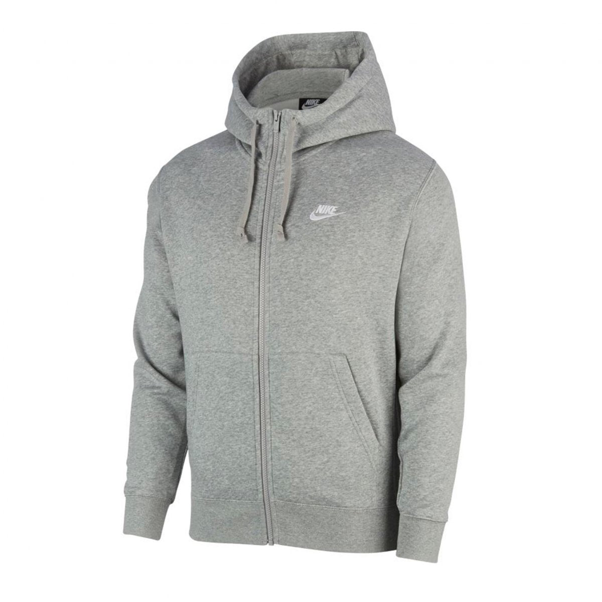 SUDADERA NIKE NSW CLUB FLEEXE GREY FUL ZIP DE ALGODON