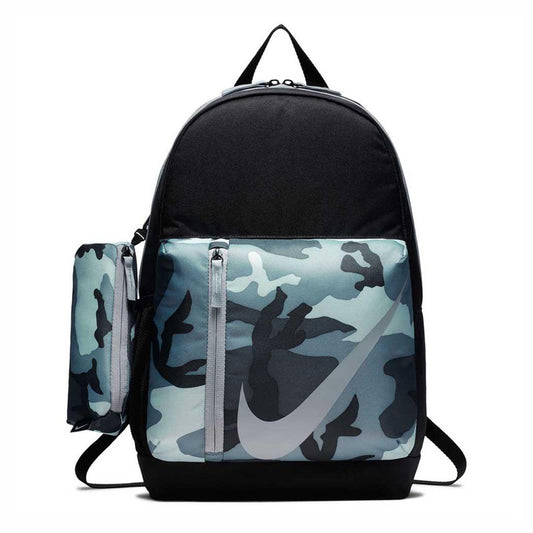 MOCHILA NIKE ELEMENTAL CAMO BLACK GREY CON LAPICERA ESCOLAR