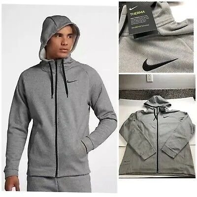 Chamarra Nike Therma Full Zip Hoodie Dri-fit Gris