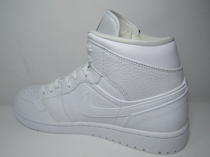 JORDAN 1 MID TRIPLE WHITE LEATHER EN CAJA