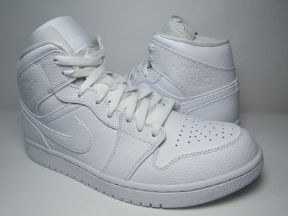 JORDAN 1 MID TRIPLE WHITE LEATHER EN CAJA