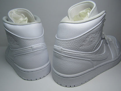 JORDAN 1 MID TRIPLE WHITE LEATHER EN CAJA