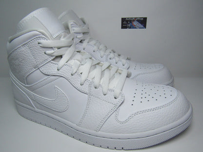 JORDAN 1 MID TRIPLE WHITE LEATHER EN CAJA