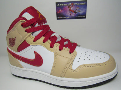 JORDAN 1 MID KIDS ONYX CARDINAL EN CAJA