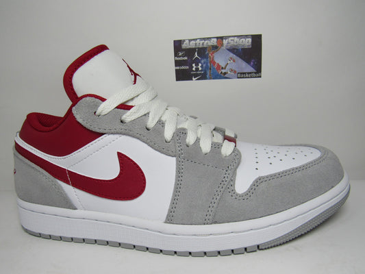 JORDAN 1 LOW SMOKE GREY RED EN CAJA