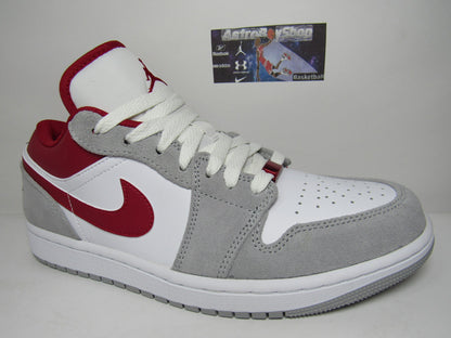 JORDAN 1 LOW SMOKE GREY RED EN CAJA